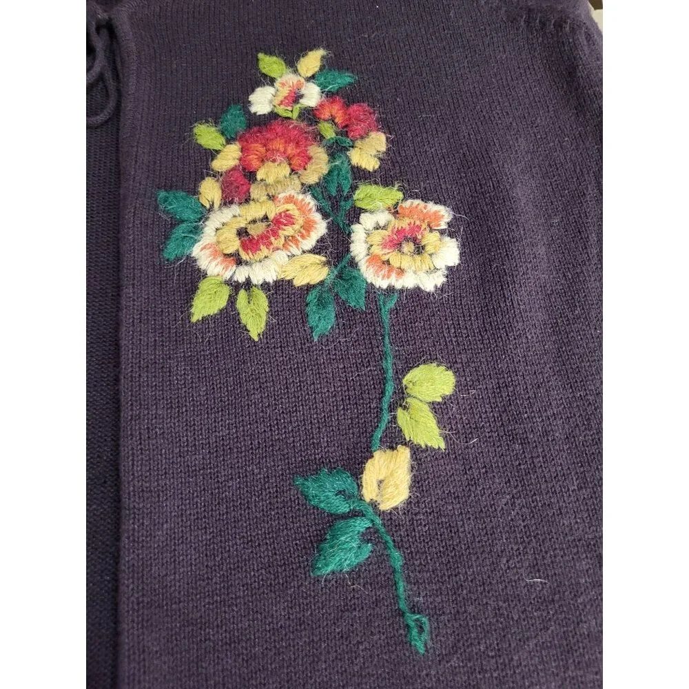 VTG Women's 1X Cardigan Sweater Brown Floral Boho Hippie Cottage Festival Fairy - Picture 11 of 12